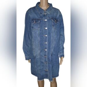 Denim Button-Up Long Jacket